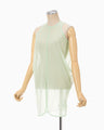 Draped Jersey Sheer Sleeveless Top - light green