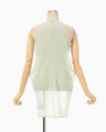 Draped Jersey Sheer Sleeveless Top - light green