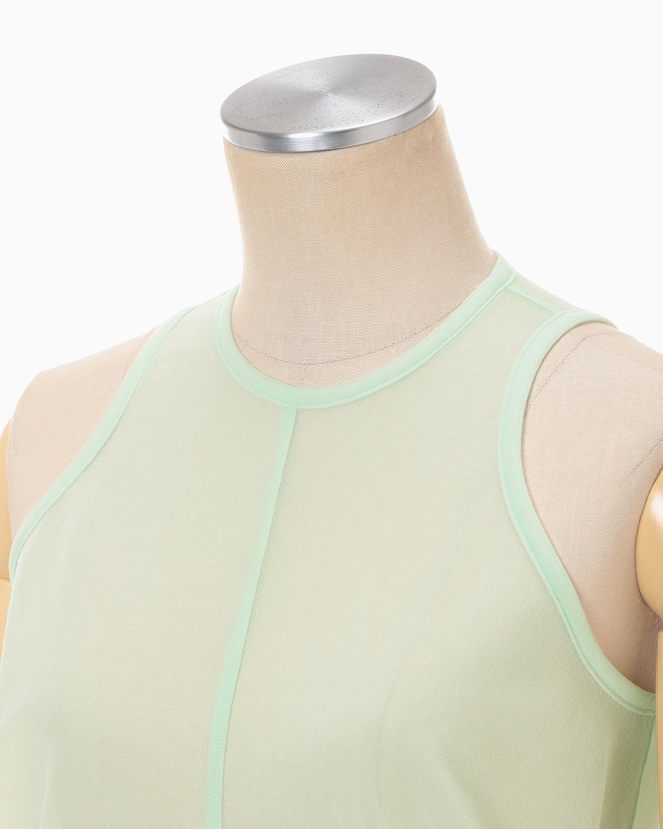 Draped Jersey Sheer Sleeveless Top - light green - Mame Kurogouchi