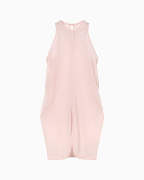 Draped Jersey Sheer Sleeveless Top - pink