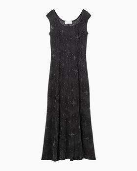 Starry Jersey Sheer Dress - black