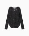 Starry Jersey Square Neck Sheer Top - black