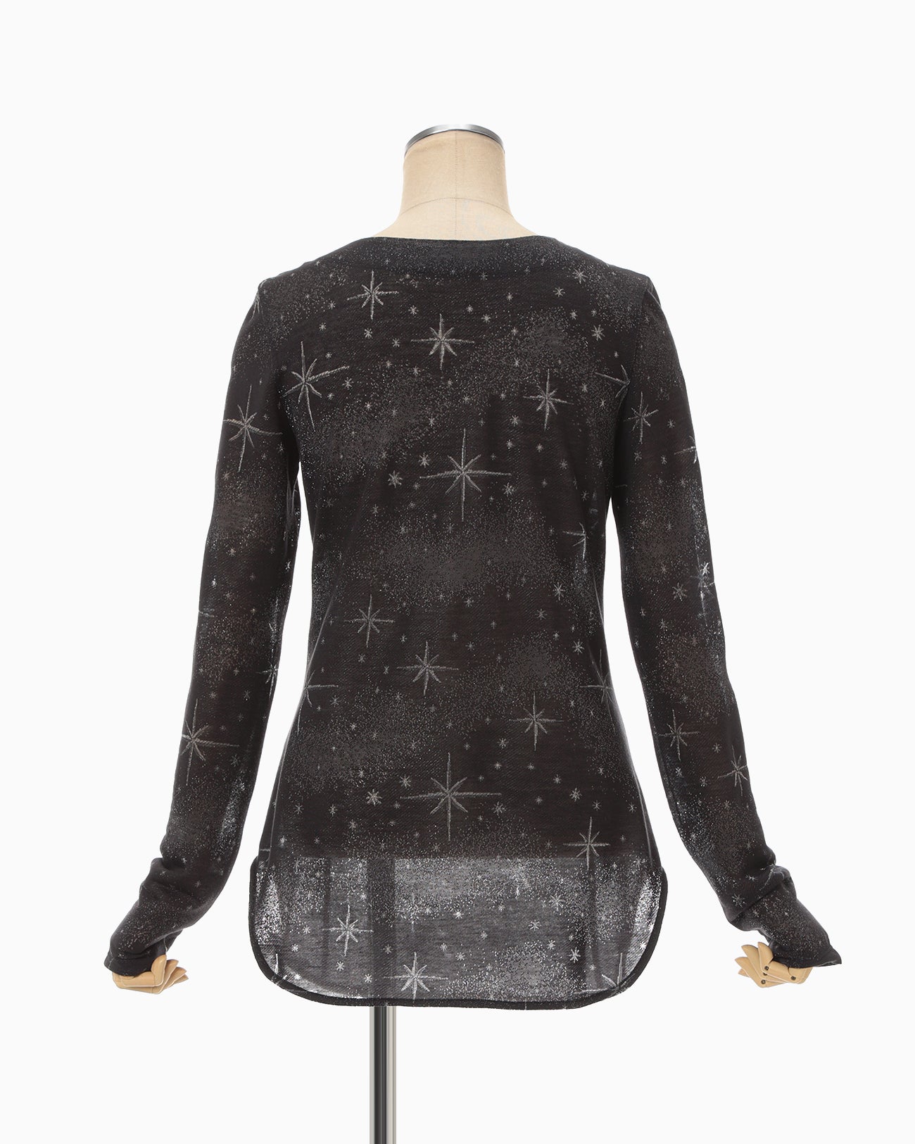 Starry Jersey Square Neck Sheer Top - black - Mame Kurogouchi