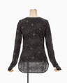 Starry Jersey Square Neck Sheer Top - black