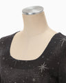 Starry Jersey Square Neck Sheer Top - black