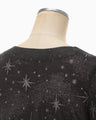 Starry Jersey Square Neck Sheer Top - black