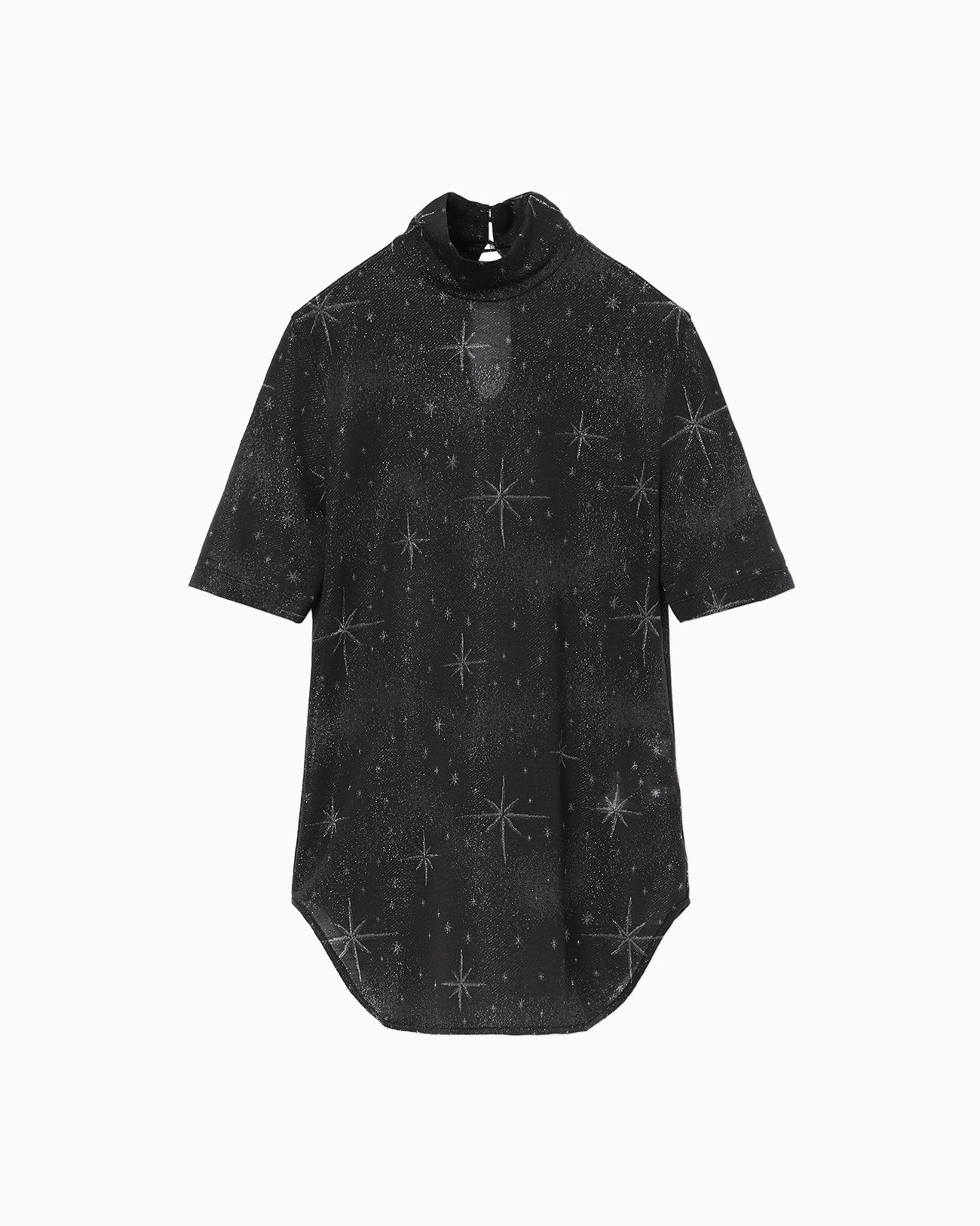 Starry Jersey Short Sleeve Sheer Top - black - Mame Kurogouchi
