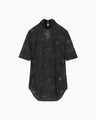 Starry Jersey Short Sleeve Sheer Top - black