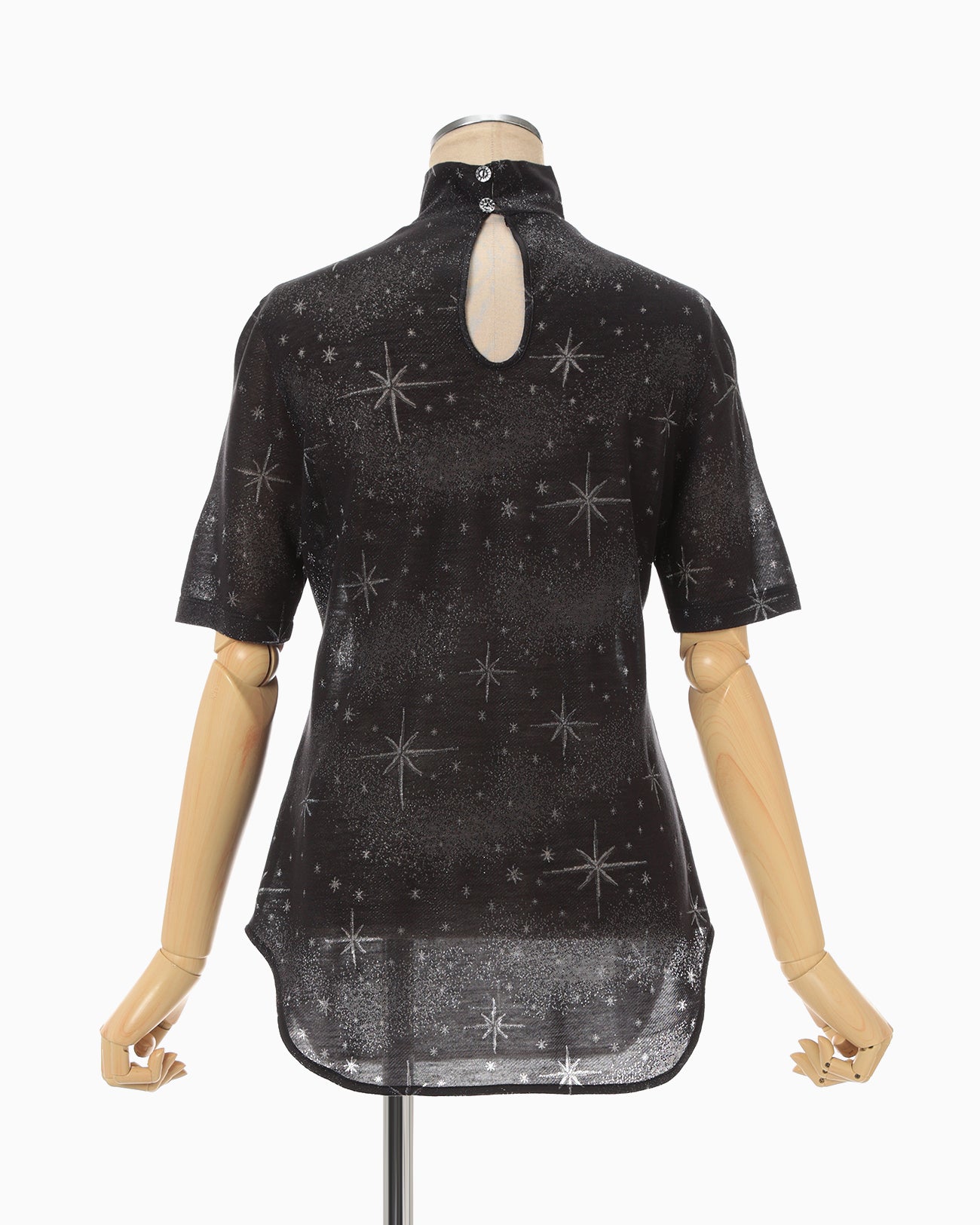 Starry Jersey Short Sleeve Sheer Top - black - Mame Kurogouchi