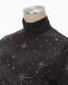 Starry Jersey Short Sleeve Sheer Top - black