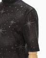 Starry Jersey Short Sleeve Sheer Top - black