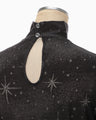 Starry Jersey Short Sleeve Sheer Top - black