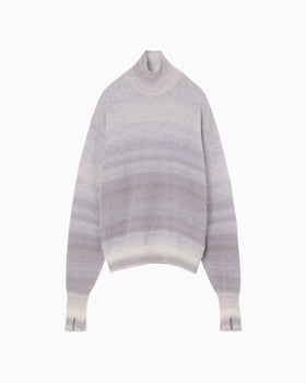 Gradation High Neck Knit Top - grey