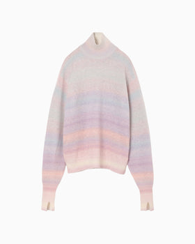Gradation High Neck Knit Top - pink