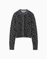 Floral Motif Glitter Knit Cardigan - black
