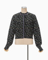 Floral Motif Glitter Knit Cardigan - black