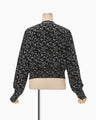 Floral Motif Glitter Knit Cardigan - black