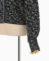Floral Motif Glitter Knit Cardigan - black