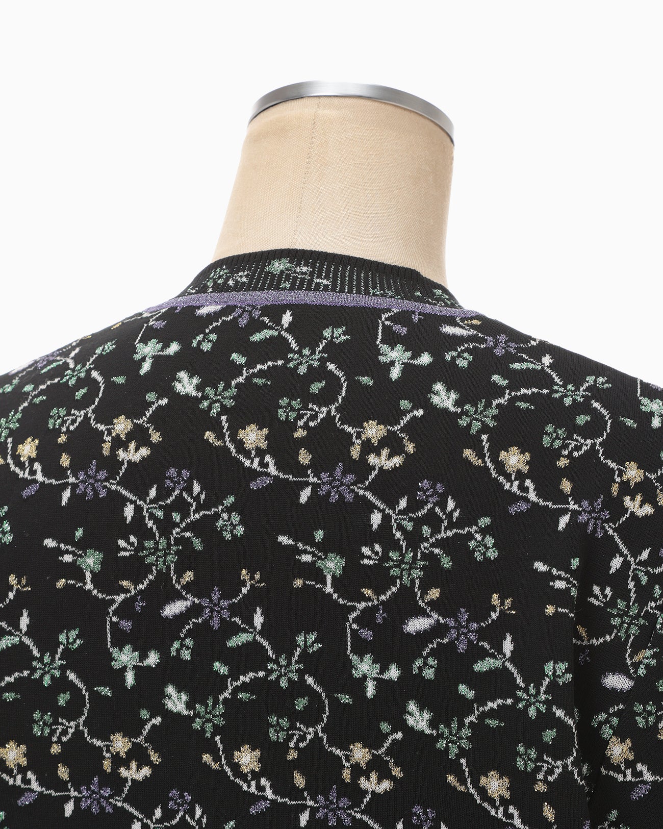 Floral Motif Glitter Knit Cardigan - black - Mame Kurogouchi
