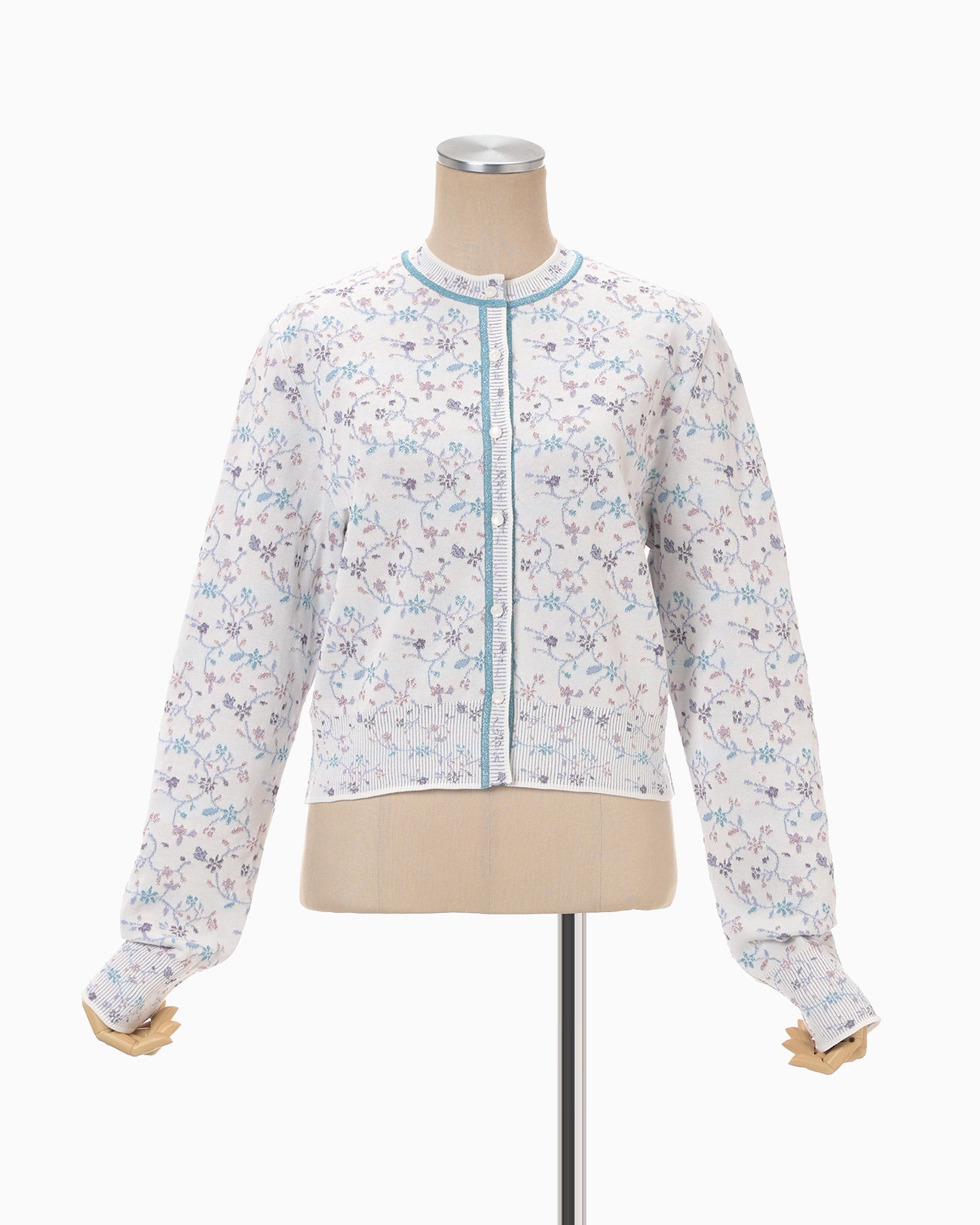 Floral Motif Glitter Knit Cardigan - white - Mame Kurogouchi