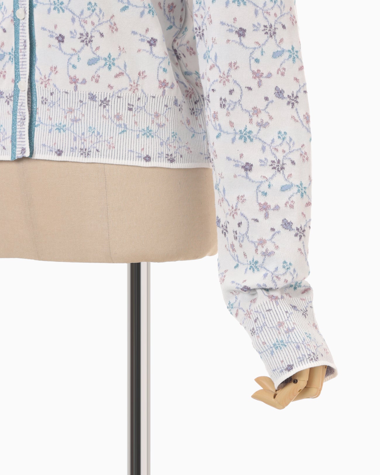 Floral Motif Glitter Knit Cardigan - white - Mame Kurogouchi
