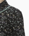 Floral Motif Glitter High Neck Knit Top - black