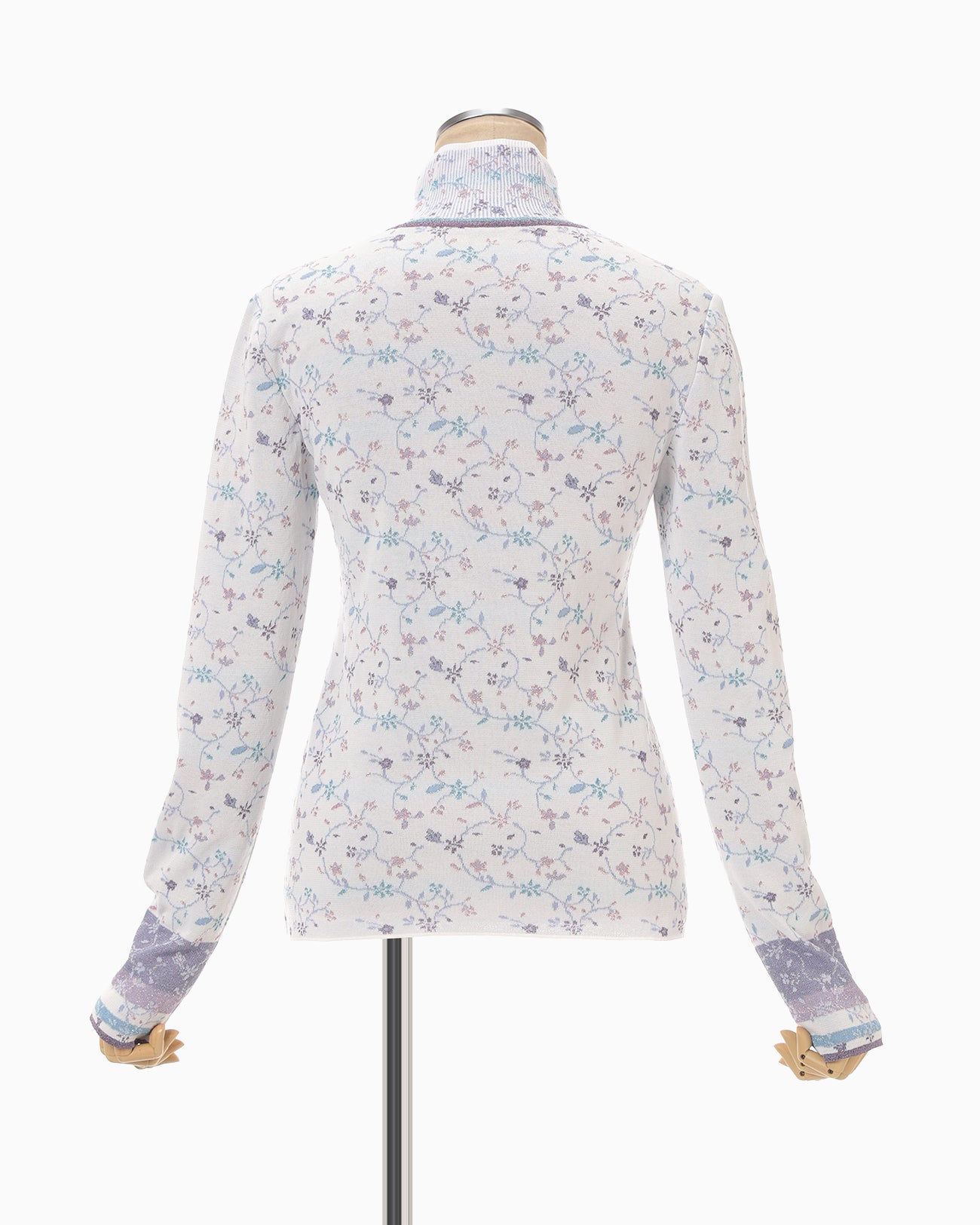 Floral Motif Glitter High Neck Knit Top - white - Mame Kurogouchi