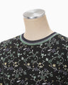 Floral Motif Glitter Short Sleeve Knit Top - black