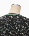 Floral Motif Glitter Short Sleeve Knit Top - black