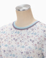 Floral Motif Glitter Short Sleeve Knit Top - white