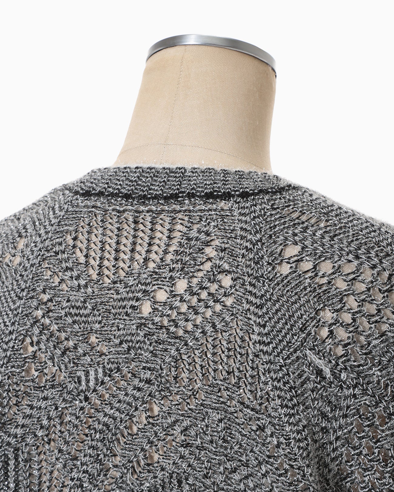 【アユミファイヤー】マークアンドロナ　ニット切り替え 総柄ジャケット 36 Shimmering Knit Top - black - Mame Kurogouchi