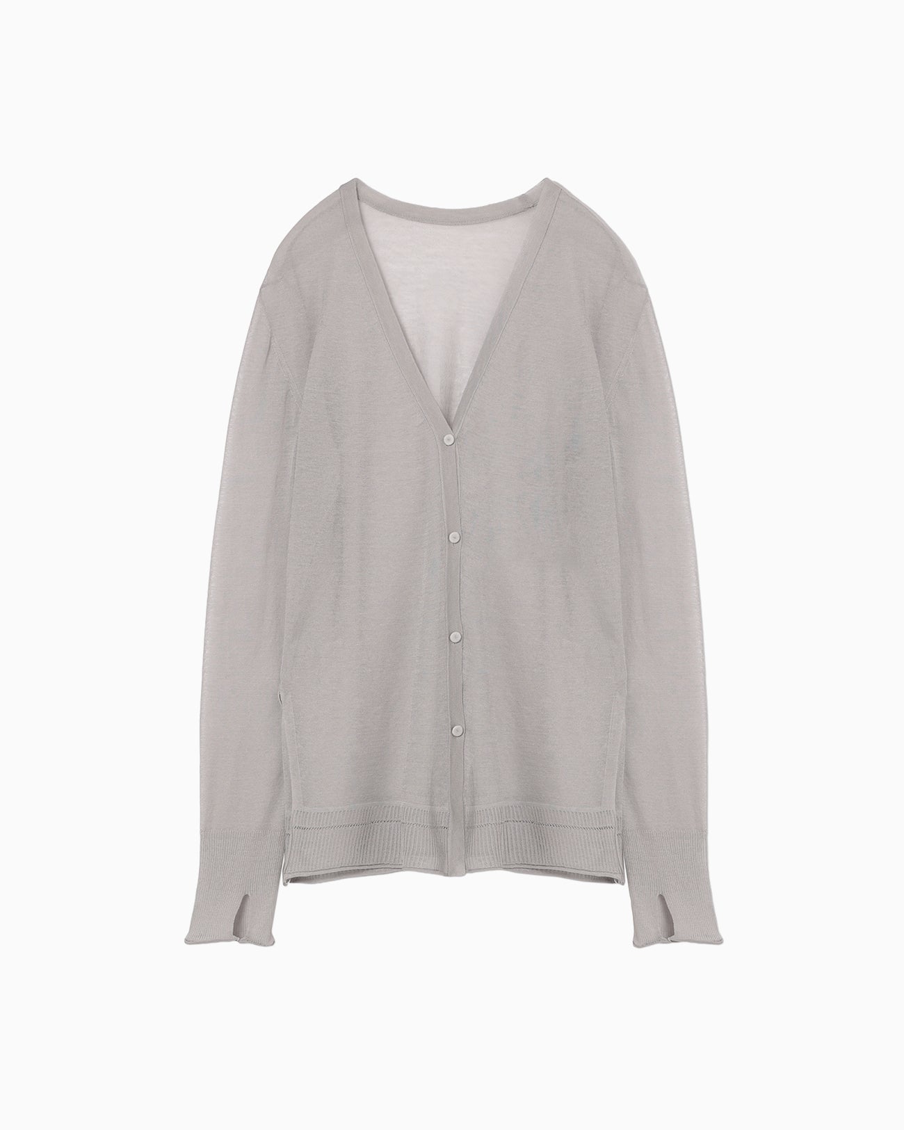 High Gauge Sheer Knit Cardigan - light grey - Mame Kurogouchi