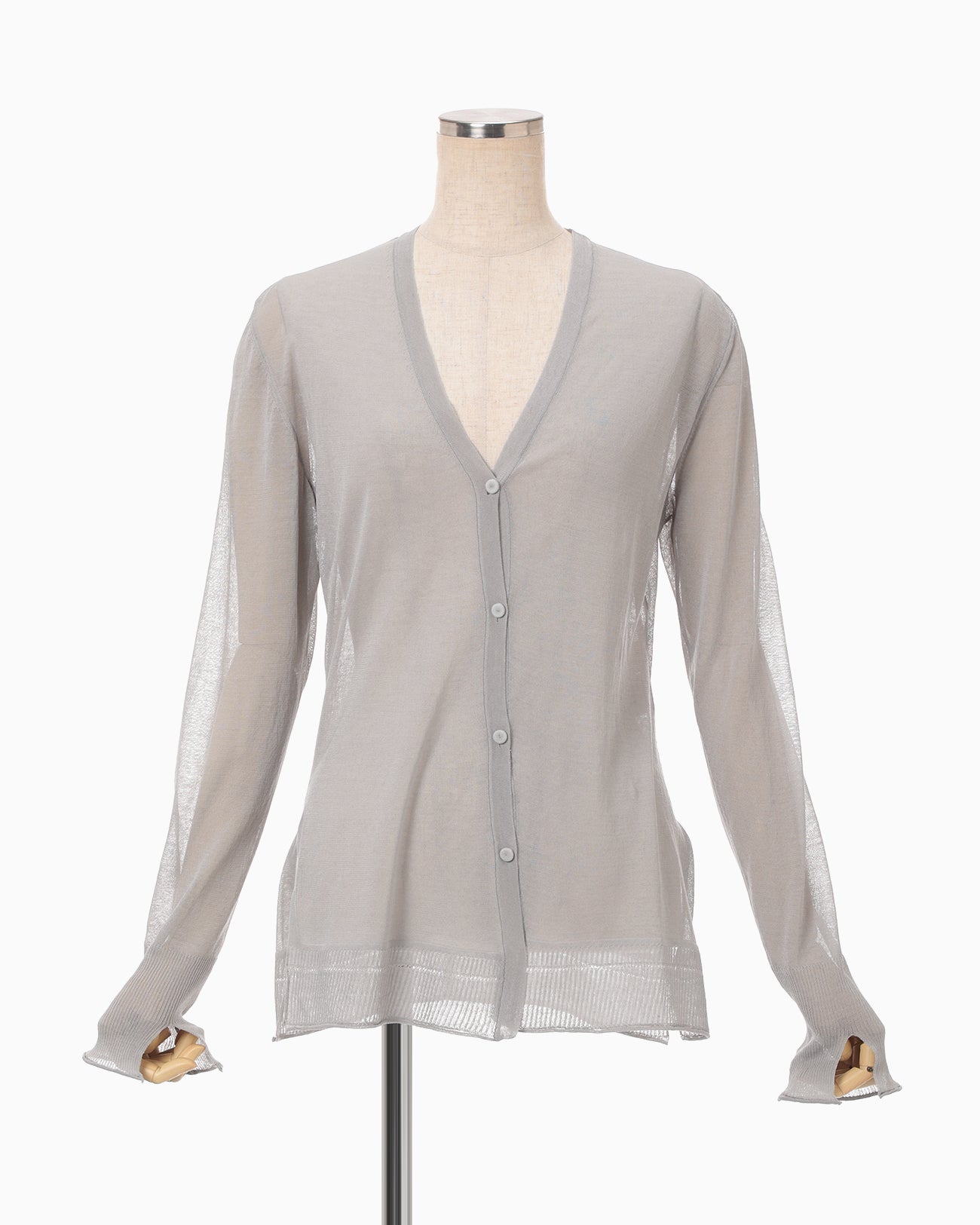 High Gauge Sheer Knit Cardigan - light grey - Mame Kurogouchi
