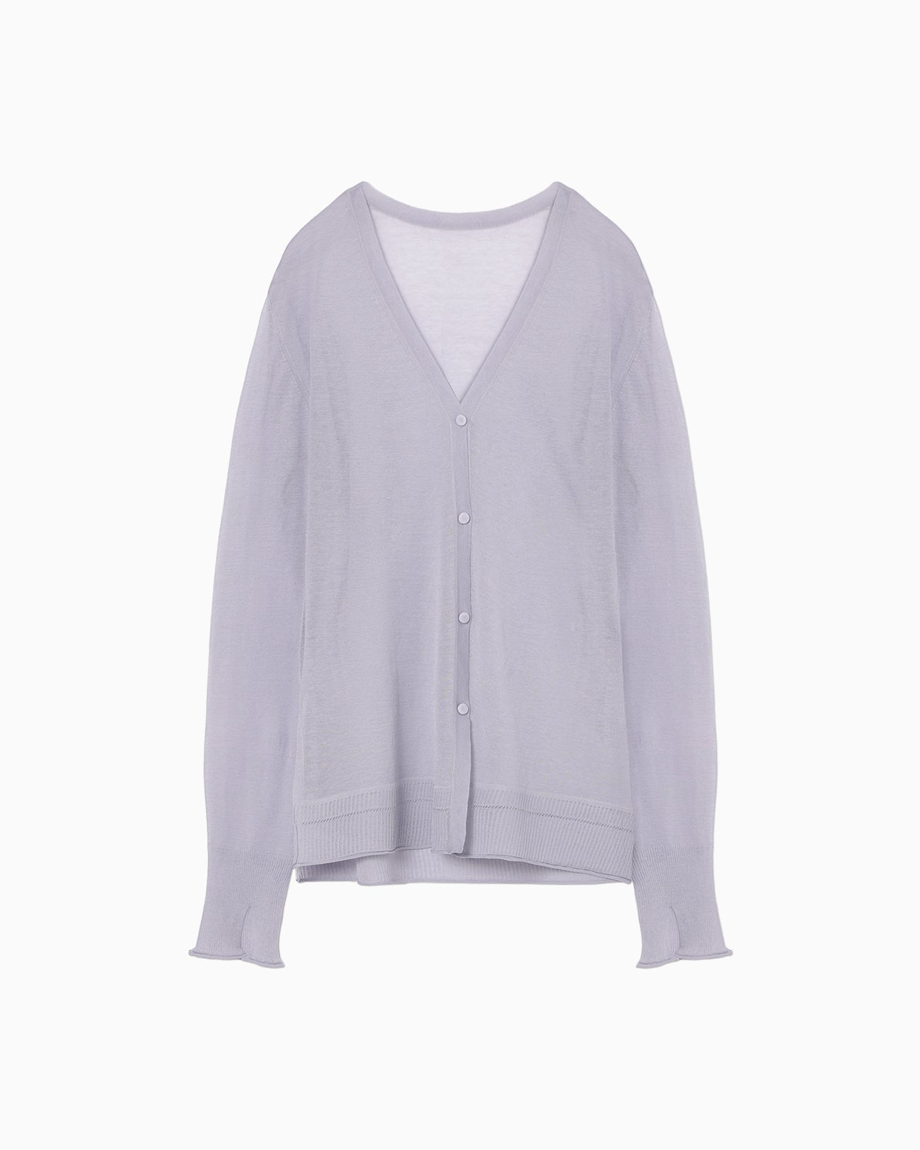 High Gauge Sheer Knit Cardigan - purple - Mame Kurogouchi
