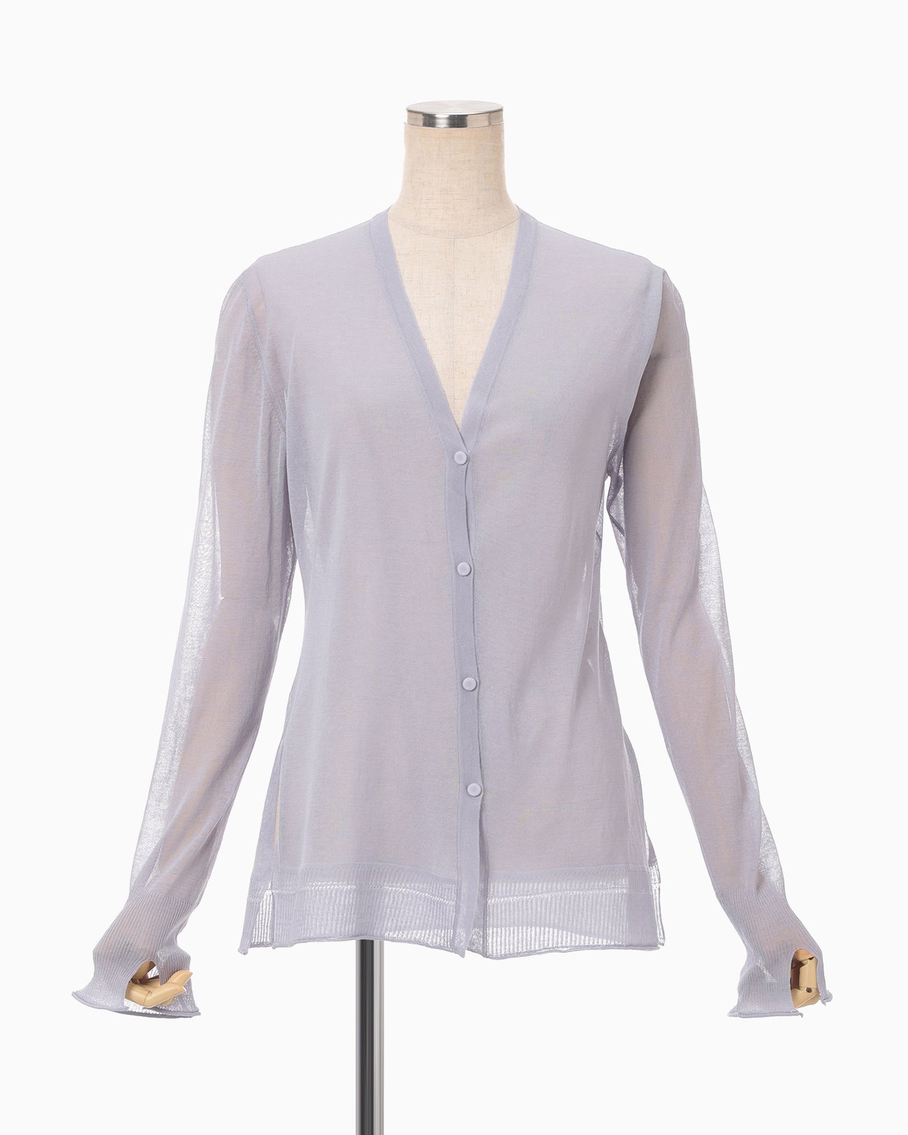 High Gauge Sheer Knit Cardigan - purple - Mame Kurogouchi