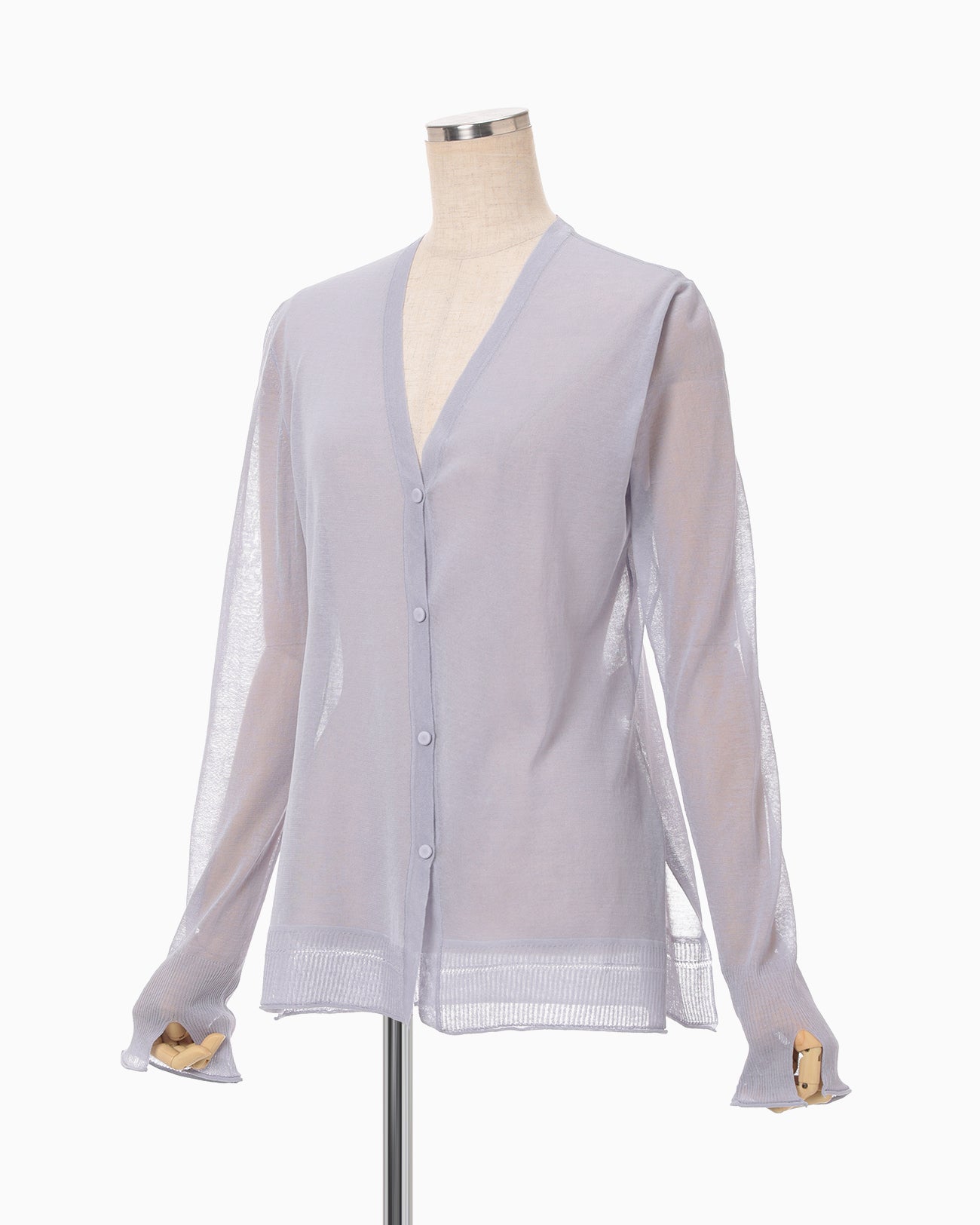 High Gauge Sheer Knit Cardigan - purple - Mame Kurogouchi