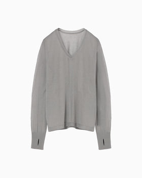 High Gauge Sheer Knit Top - grey