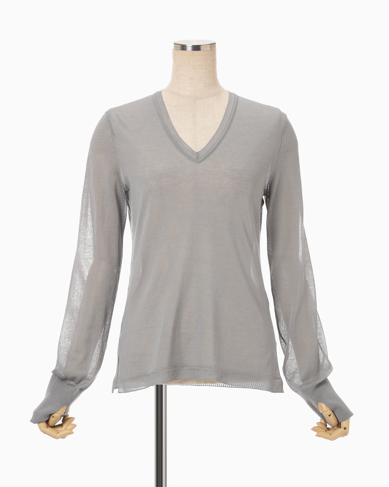mame  マメ ニット GREY High Gauge Sheer Knit Top - grey - Mame Kurogouchi