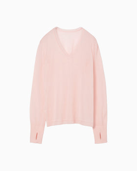 High Gauge Sheer Knit Top - pink