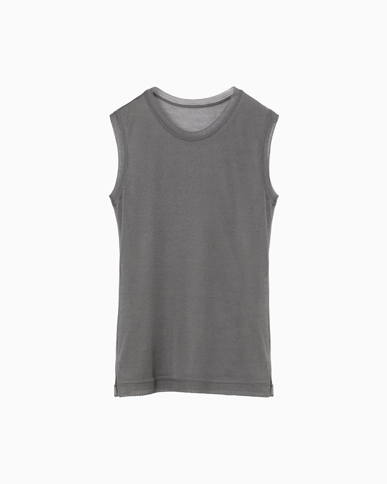 High Gauge Sleeveless Sheer Knit Top - dark grey - Mame Kurogouchi