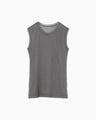 High Gauge Sleeveless Sheer Knit Top - dark grey