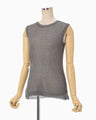 High Gauge Sleeveless Sheer Knit Top - dark grey