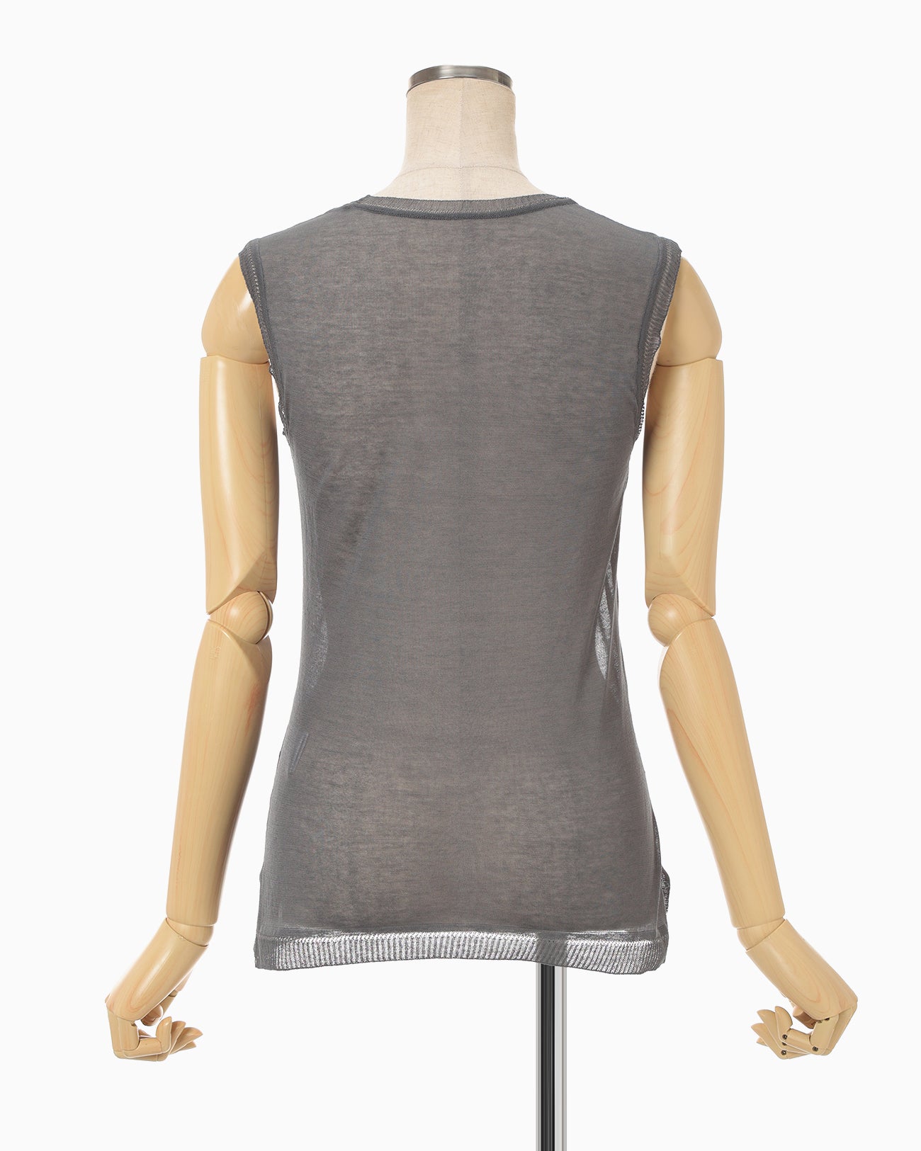 High Gauge Sleeveless Sheer Knit Top - dark grey - Mame Kurogouchi