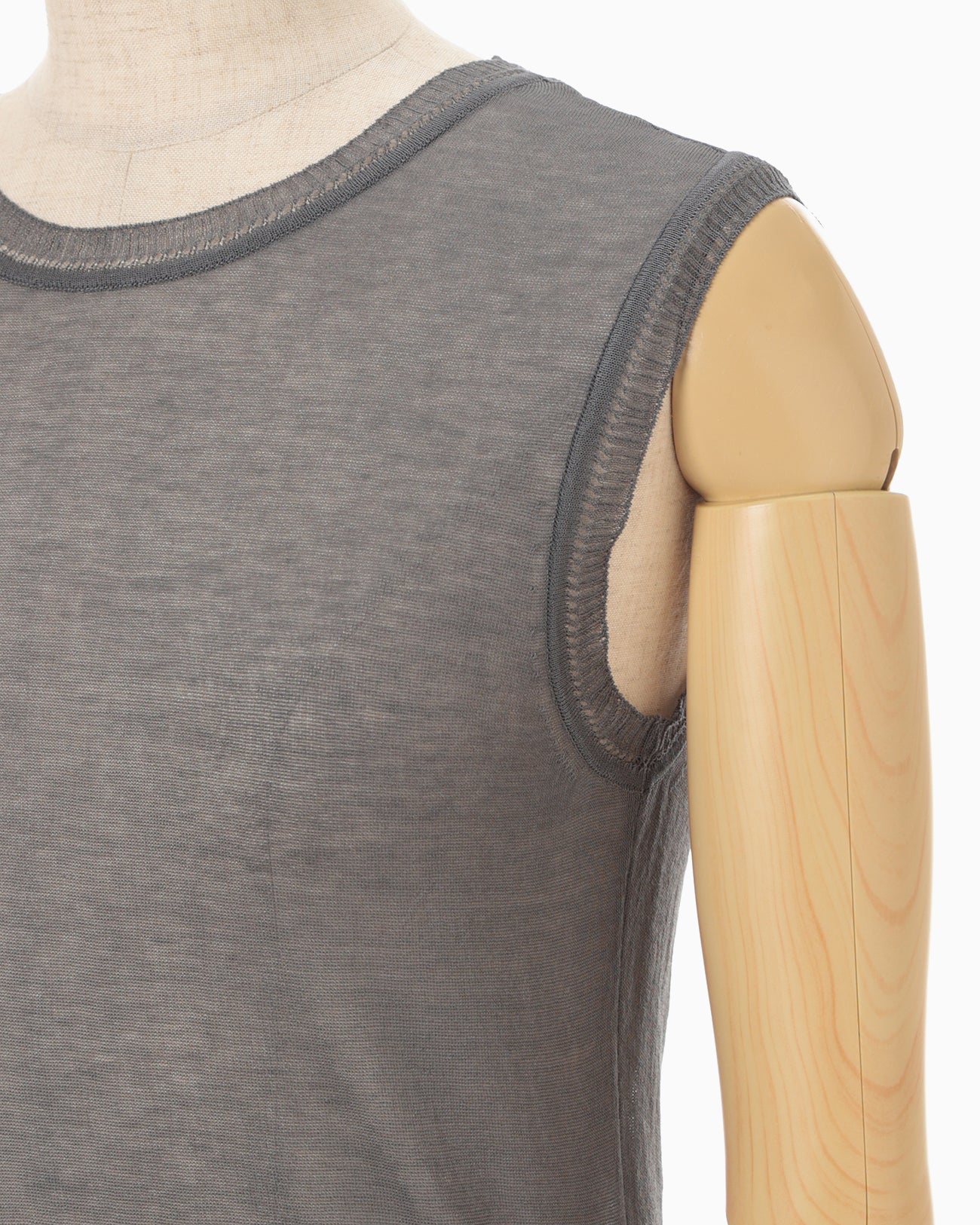 High Gauge Sleeveless Sheer Knit Top - dark grey - Mame Kurogouchi
