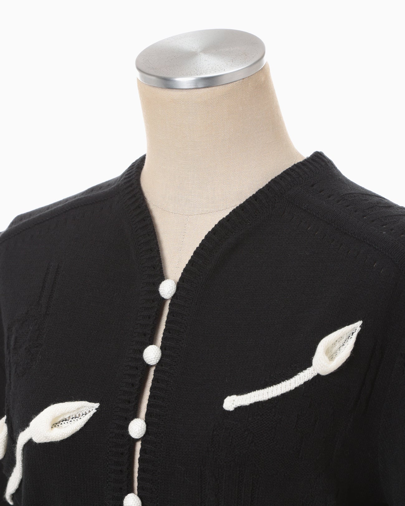 3D Floral Motif Knit Cardigan - black - Mame Kurogouchi