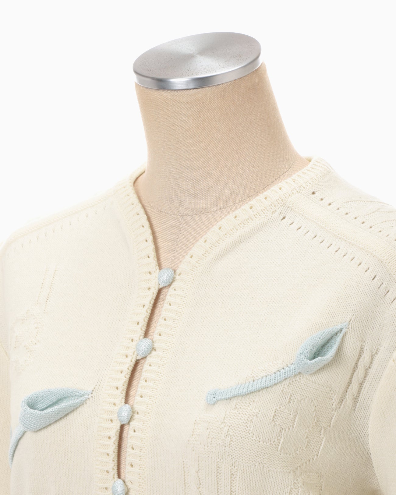 3D Floral Motif Knit Cardigan - ecru - Mame Kurogouchi