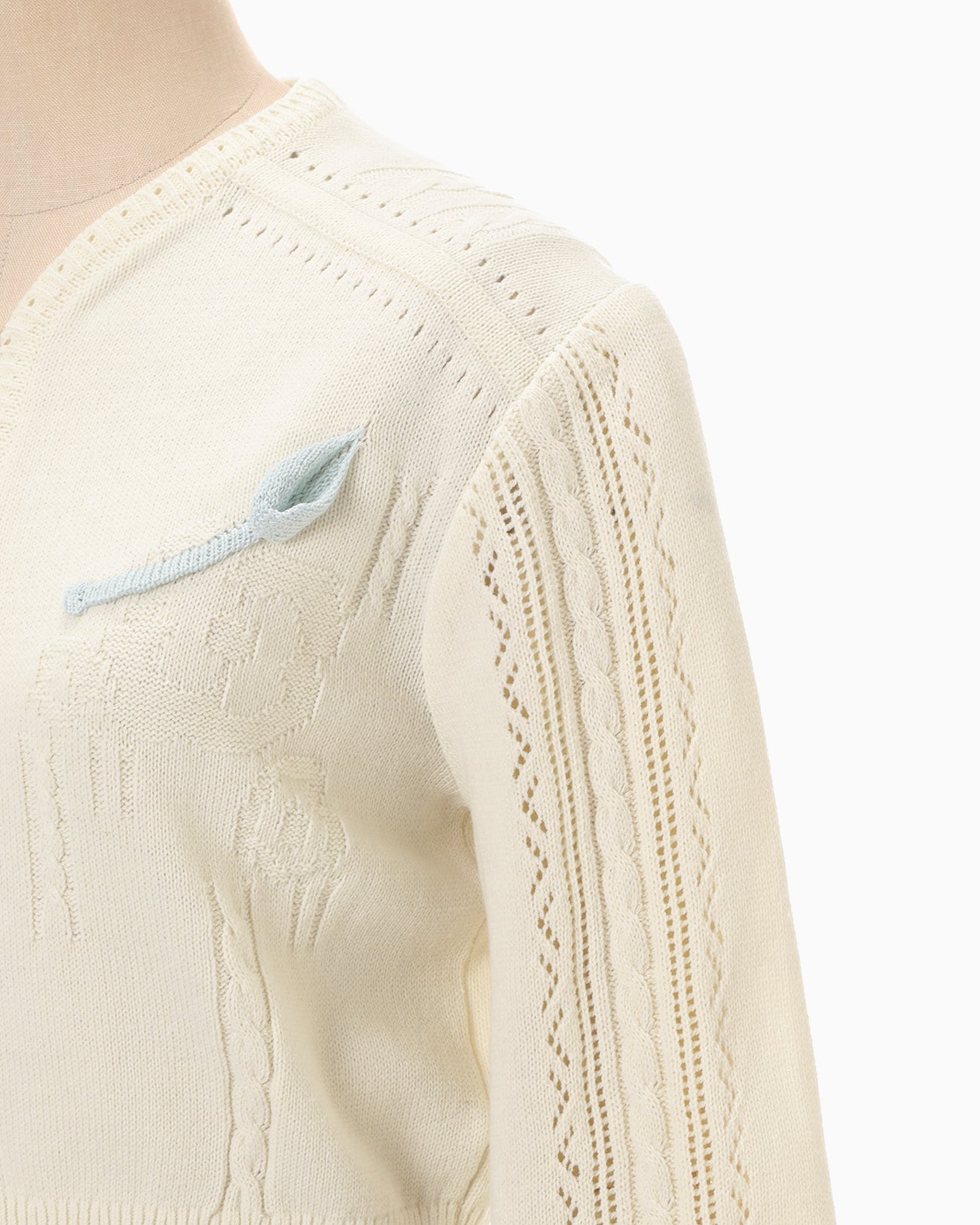 3D Floral Motif Knit Cardigan - ecru - Mame Kurogouchi