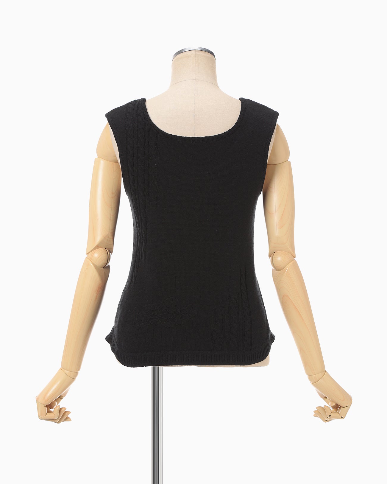 3D Floral Motif Sleeveless Knit Top - black - Mame Kurogouchi