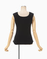3D Floral Motif Sleeveless Knit Top - black