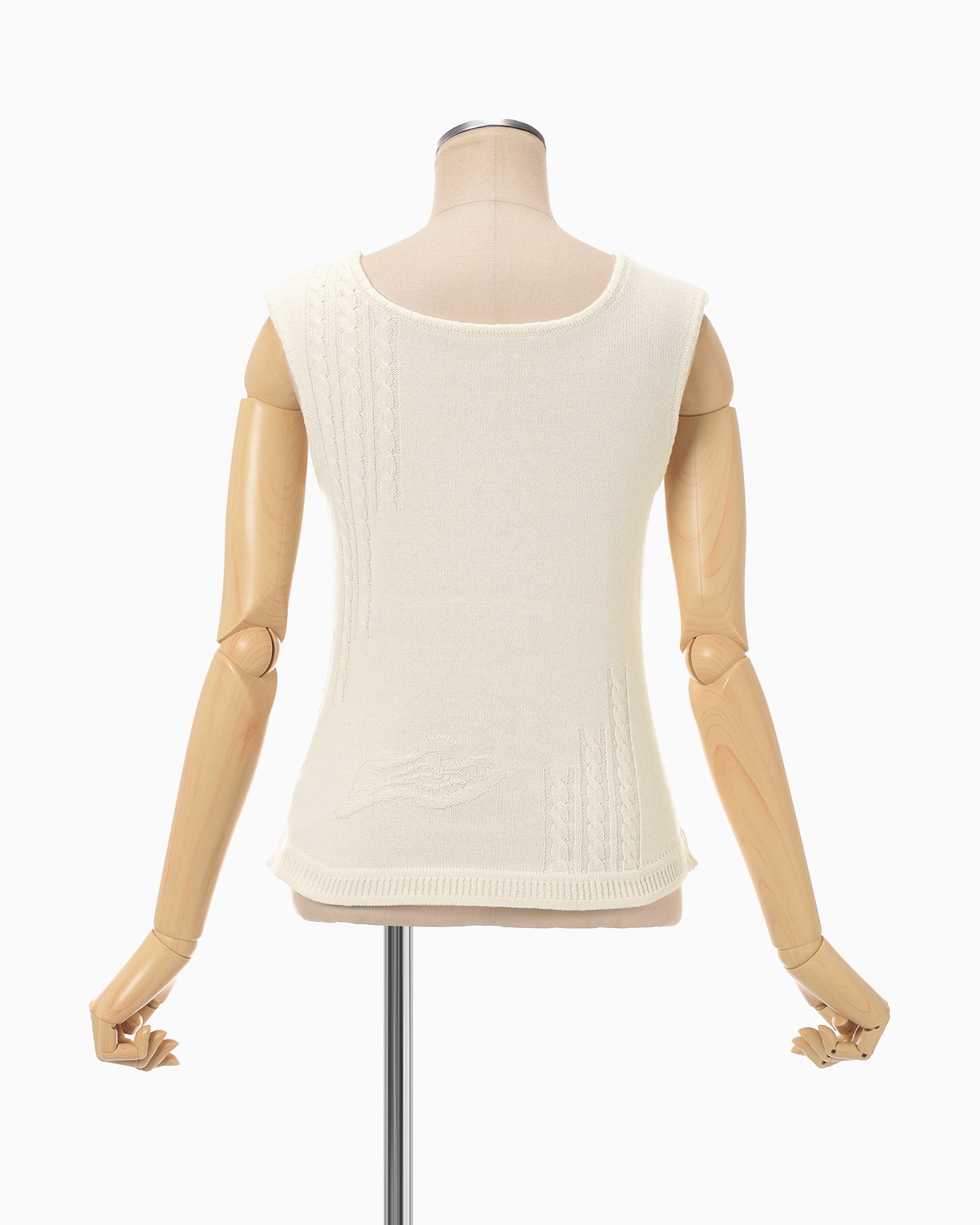 3D Floral Motif Sleeveless Knit Top - ecru - Mame Kurogouchi